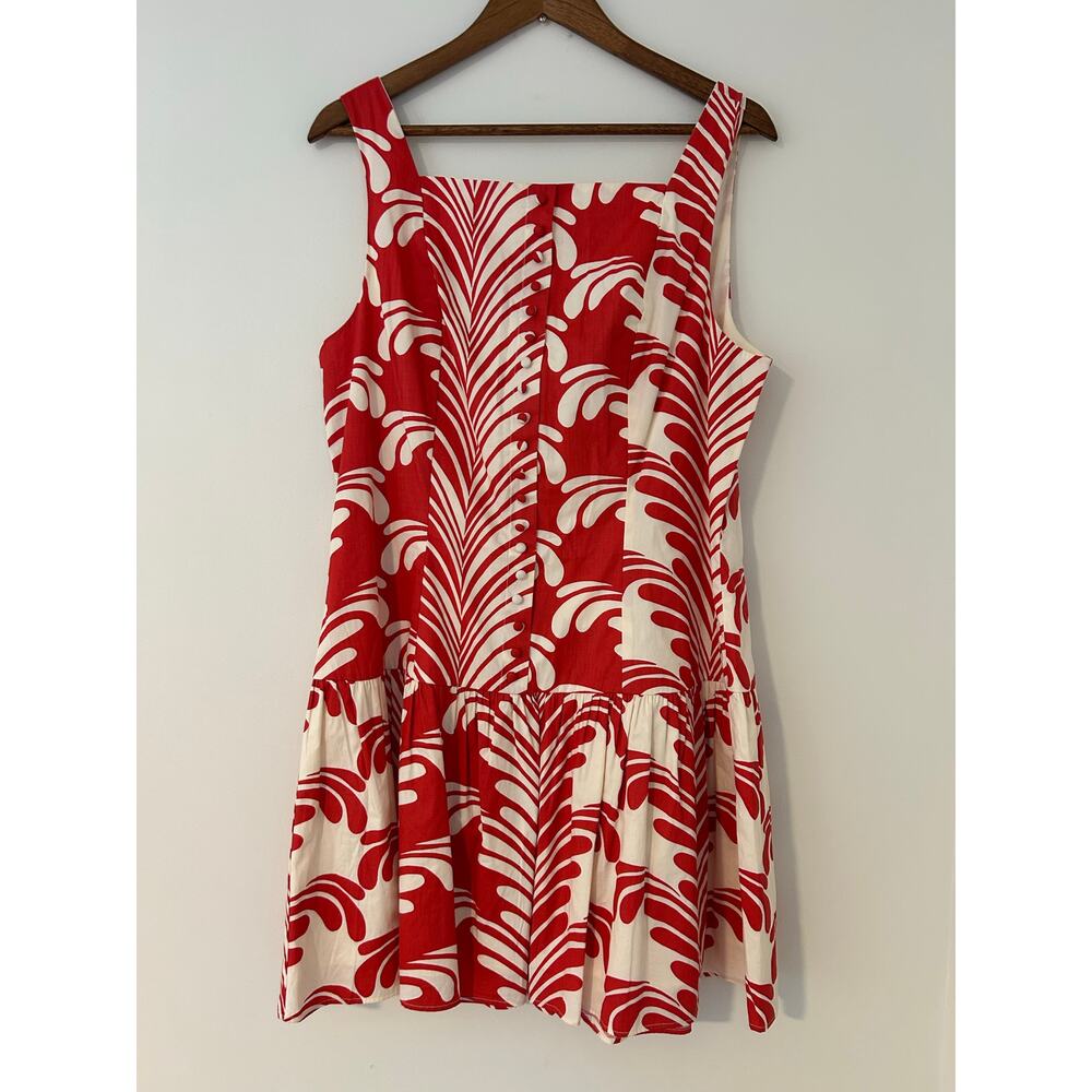 NWT Ciebon Sade Wiggle Wavy Stripe Sleeveless Dress Button Front Drop Waist XL - Picture 3 of 11
